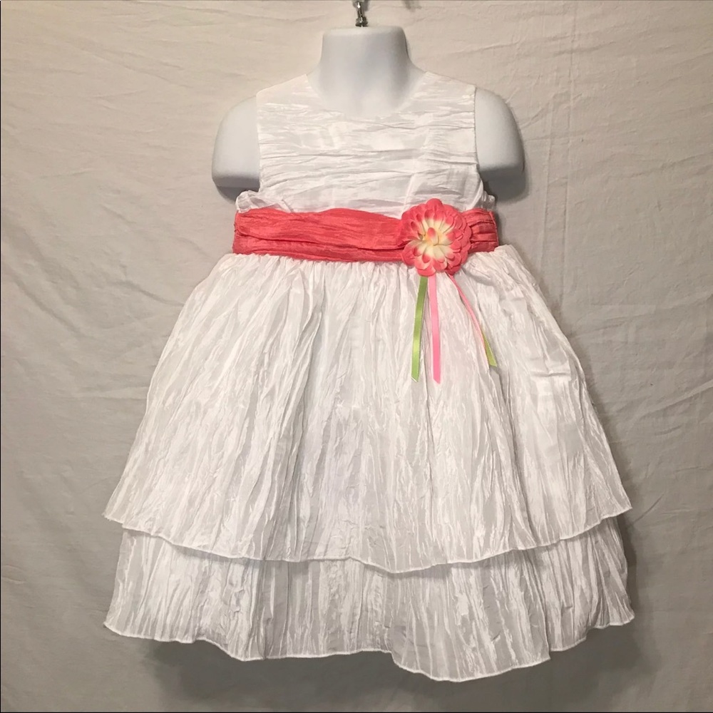 White & Pink Toddler Girls Dress